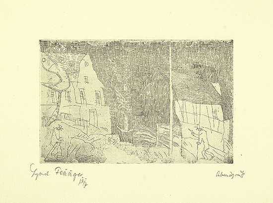 Appraisal: LYONEL FEININGER Abendgruss Etching on cream laid paper - x