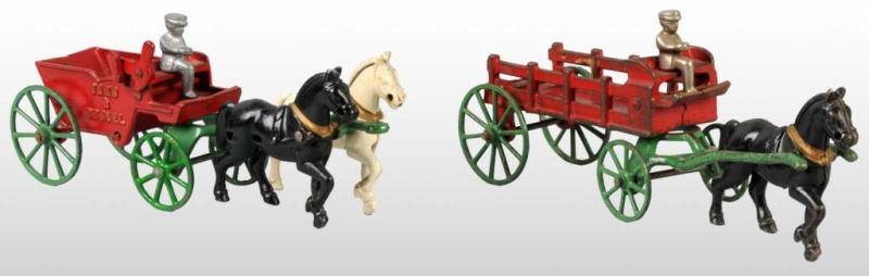 Appraisal: Lot of Cast Iron Kenton Horse-Drawn Wagon Toys Description Includes