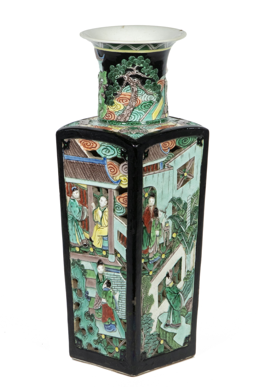 Appraisal: CHINESE PORCELAIN TABLE LAMP Chinese Vintage Square Porcelain Vase with