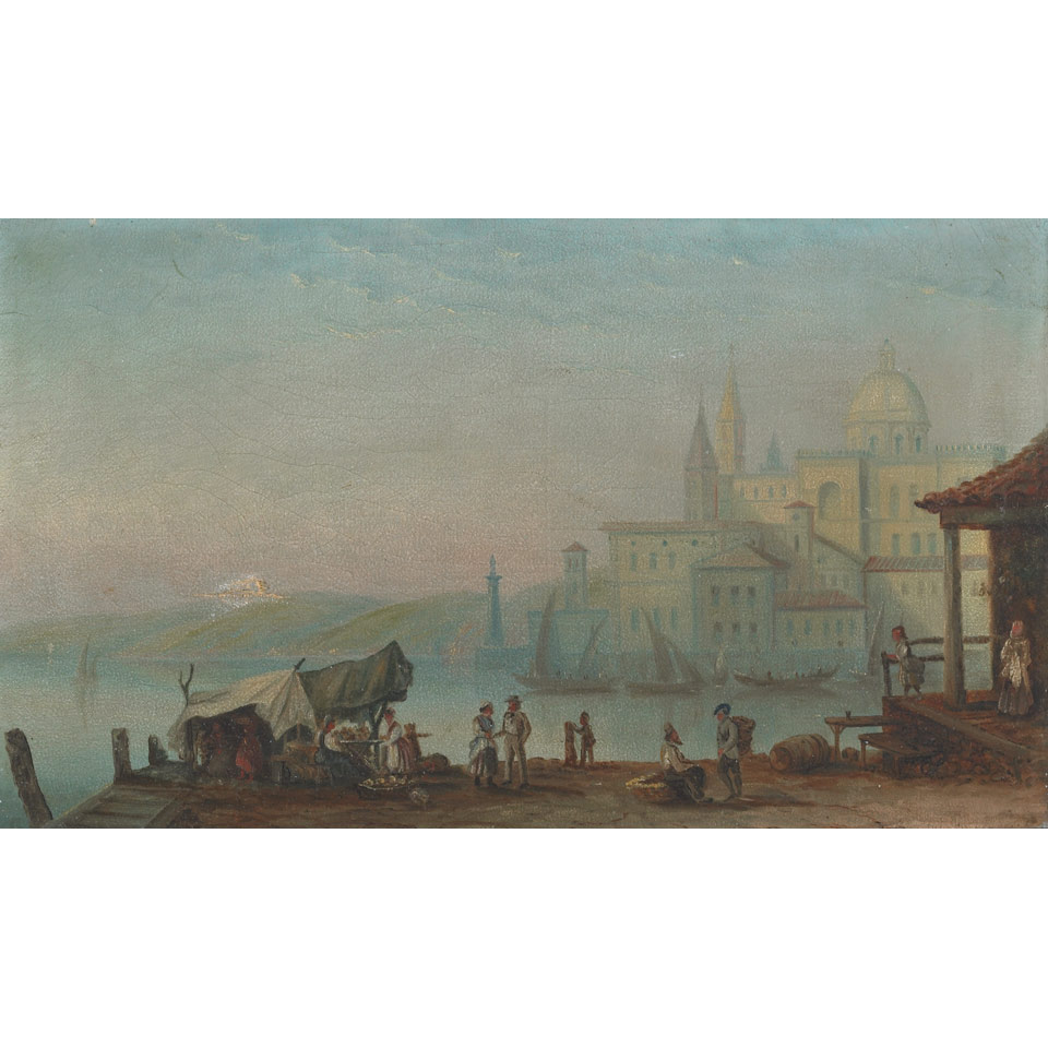 Appraisal: Parkhurst th Century American School GENOA THE OLD HARBOUR WITH