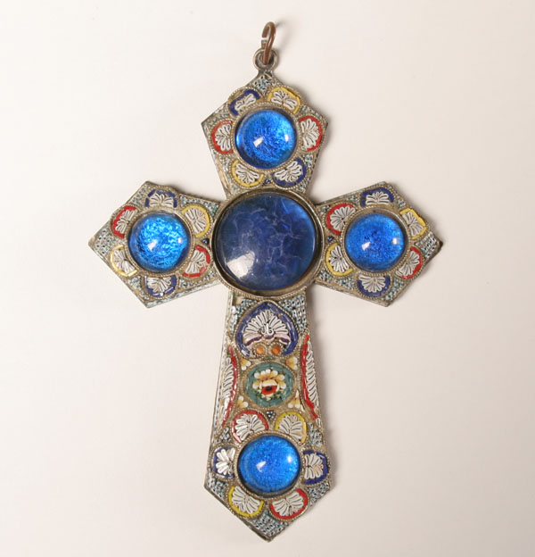 Appraisal: Large Italian micro mosaic Catholic cross pendant