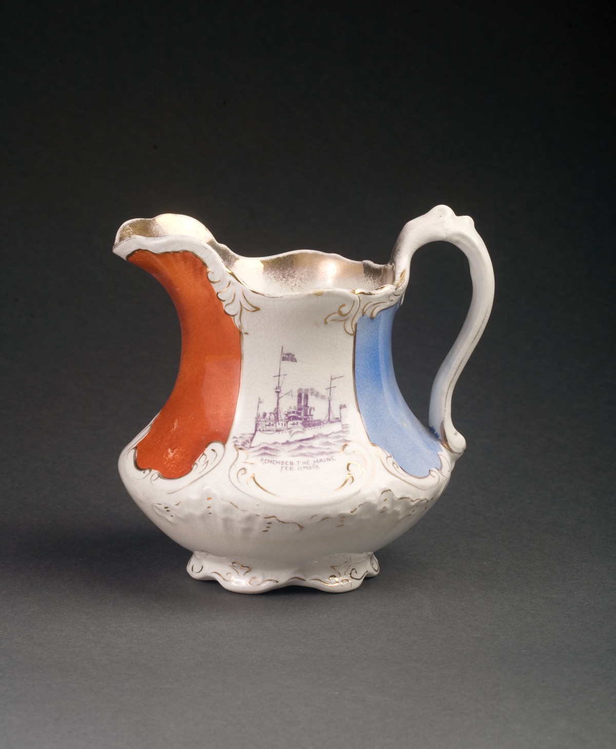 Appraisal: AMERICAN PURPLE TRANSFER-PRINTED AND PAINTED COMMEMORATIVE PITCHER FOR CAPT C