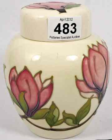 Appraisal: Moorcroft Ginger Jar and Cover Decorated with Magnolia on Cream