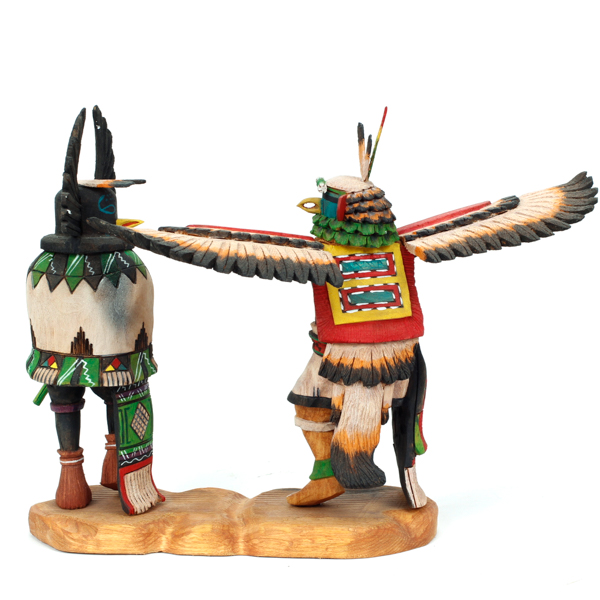 Appraisal: Native American Hopi carved wood Kachina Dancers Eagle and Crow