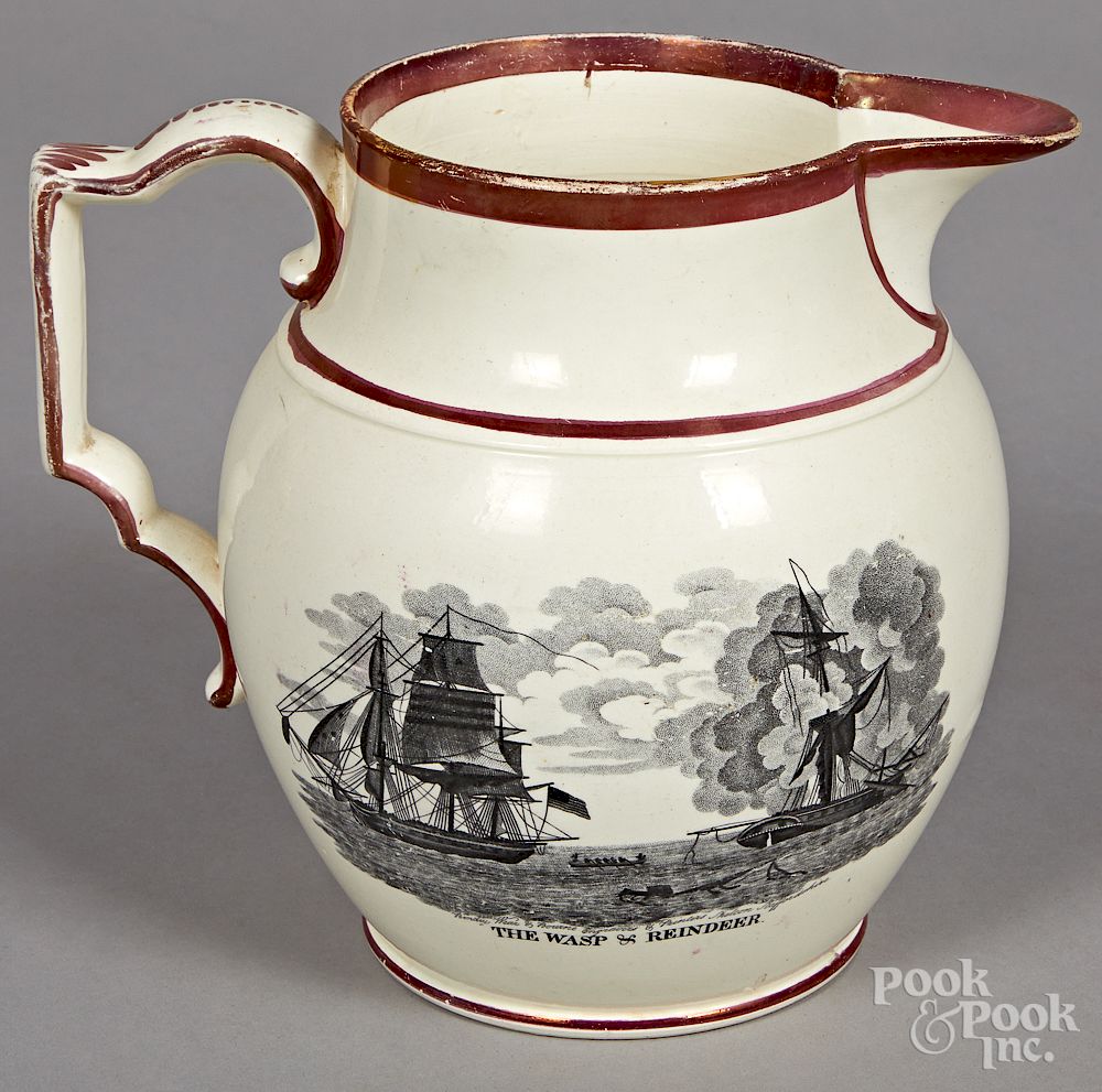 Appraisal: Pearlware lustre pitcher Pearlware lustre pitcher th c with transfer