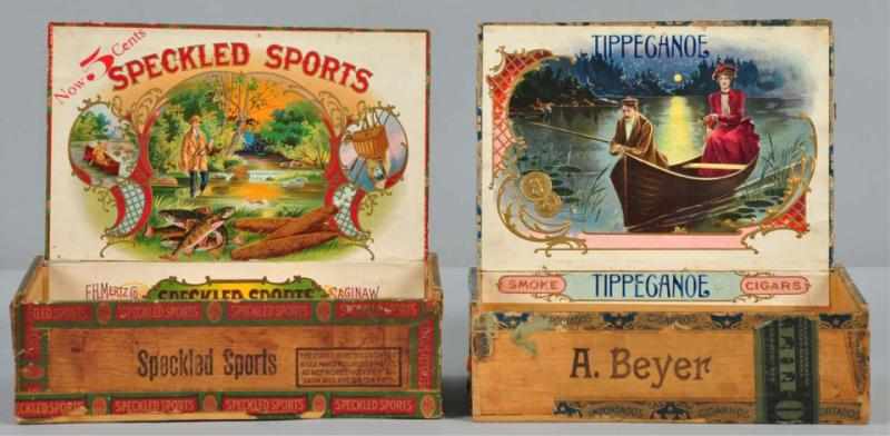 Appraisal: Lot of Fishing Cigar Boxes Description Both are rare Includes