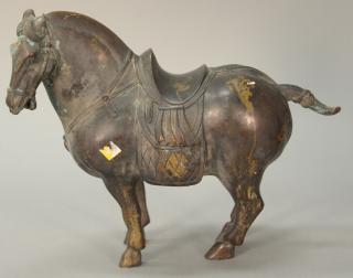 Appraisal: Bronze Chinese horse with saddle ht in wd in Bronze