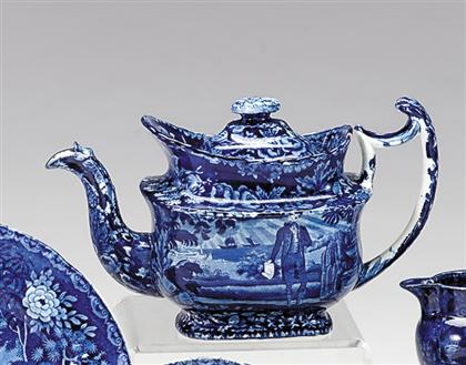 Appraisal: Historical blue transferware teapot enoch wood and son burslem -