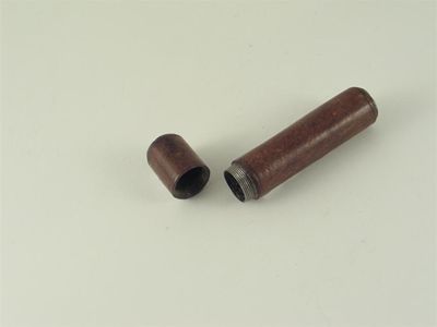 Appraisal: A late th century leather-mounted steel sealing wax holder of