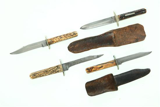 Appraisal: FOUR KNIVES England nd half- th century All antler handled