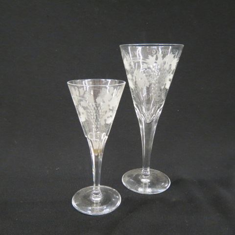 Appraisal: pcs Cut Crystal Stemware with Grape Vine Decor - and