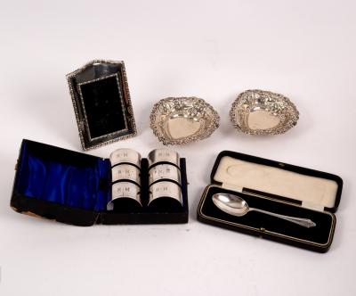 Appraisal: A set of six silver napkin rings THH Birmingham initialled