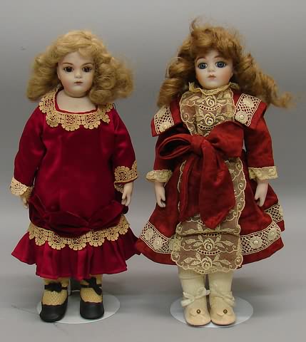 Appraisal: Pair of French BruJne dolls by Calli-Lou Doll has blue