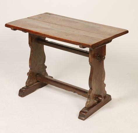 Appraisal: A TH CENTURY STYLE OAK TRESTLE TABLE the two plank