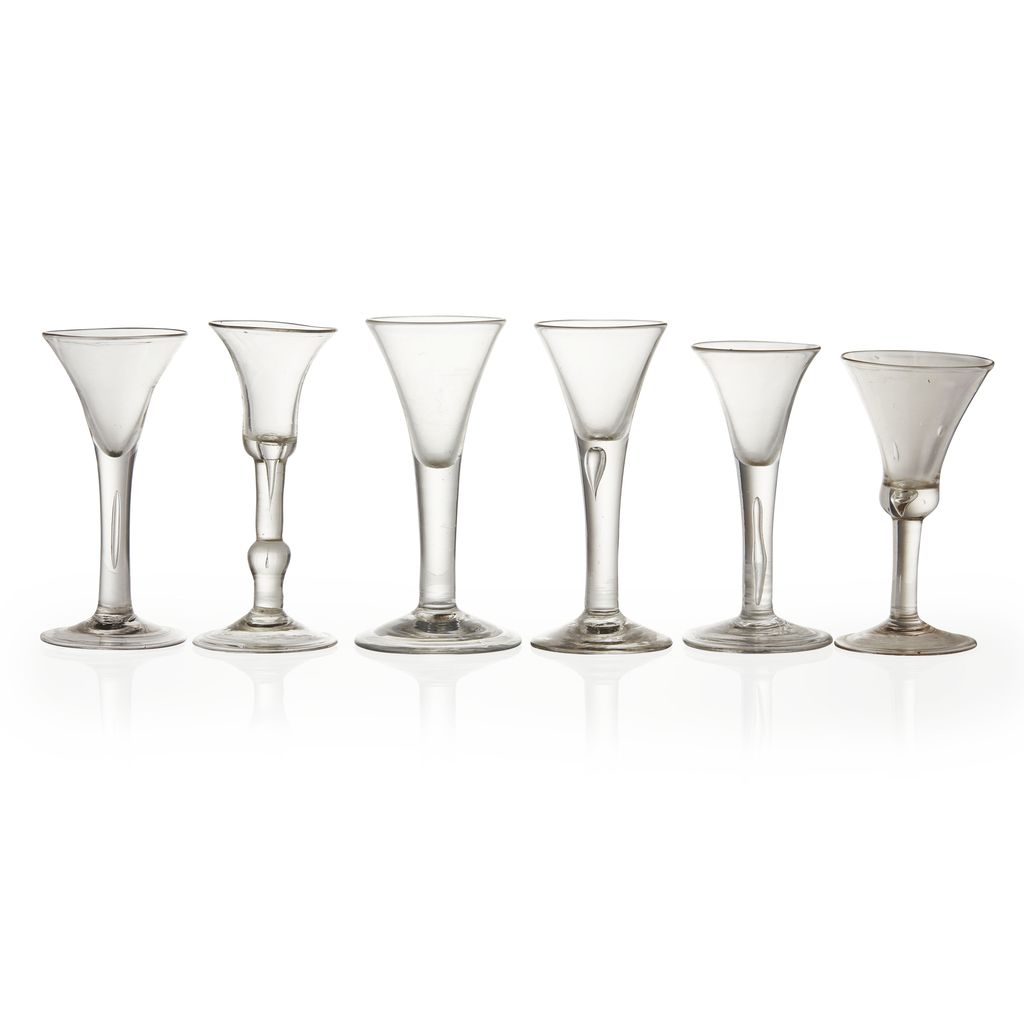 Appraisal: GROUP OF SIX GEORGIAN WINE GLASSES TH CENTURY comprising six