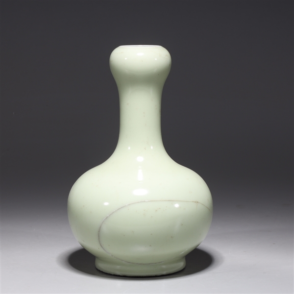 Appraisal: Chinese celadon glazed porcelain garlic mouth vase with mark to