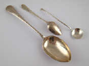 Appraisal: Three silver spoons being a modern Welsh jam spoon Sarah