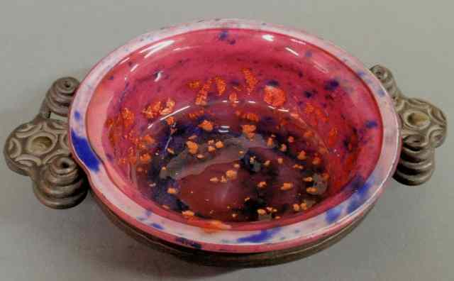 Appraisal: Daum Nancy France L Majorelle glass bowl with gold foil