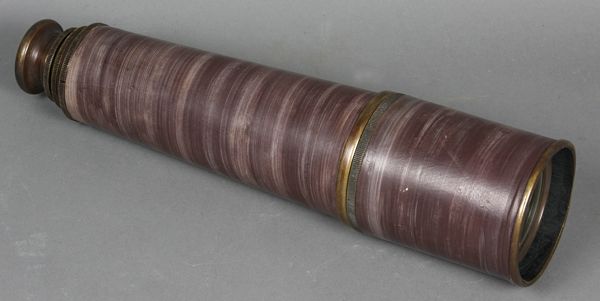 Appraisal: Late th Century solid brass telescope with leather wrap l