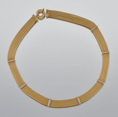 Appraisal: A Ladies' Diamond and Gold Collier Necklace k yellow gold