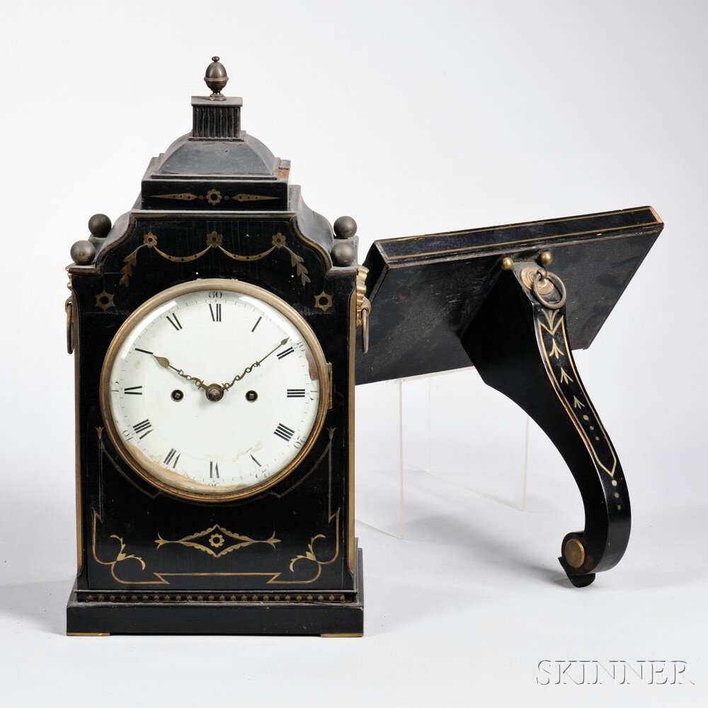 Appraisal: Roskell Bracket Clock and Bracket Liverpool c ebonized stepped dome-top