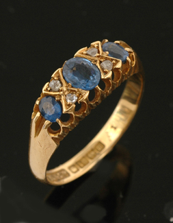 Appraisal: An Edwardian sapphire and diamond half hoop ring Circa Set