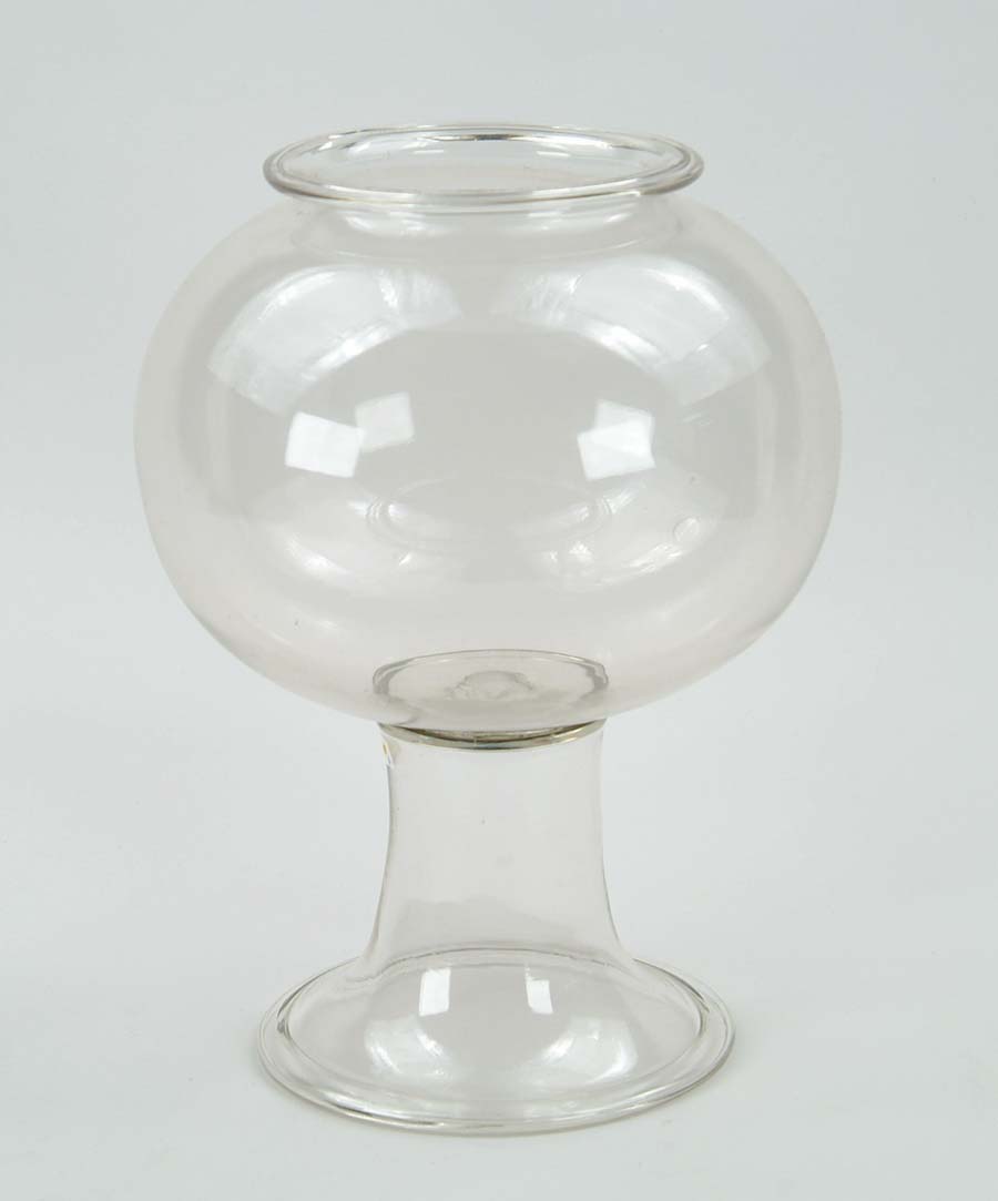 Appraisal: FREE BLOWN CLEAR FISH BOWL ON PEDESTAL Round bowl has