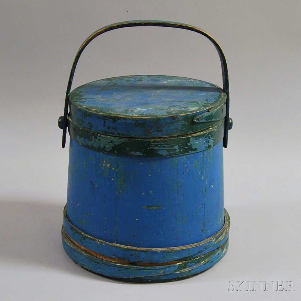 Appraisal: Blue-painted Firkin America mid to late th century with stave