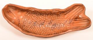 Appraisal: PA Mottle Glazed Redware Fish Food Mold Pennsylvania Mottle Glazed