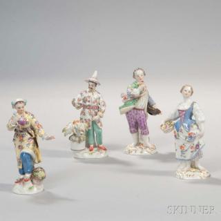 Appraisal: Four Meissen Porcelain Figures Germany th th century each polychrome