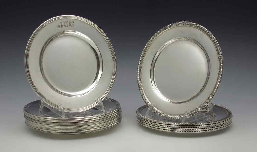 Appraisal: STERLING INTERNATIONAL BREAD PLATES of one patter with rope twist