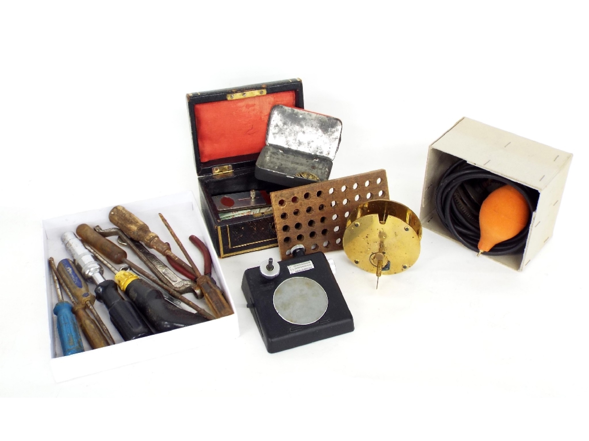 Appraisal: Selection of miscellaneous horological items to include miscellaneous tools lathe