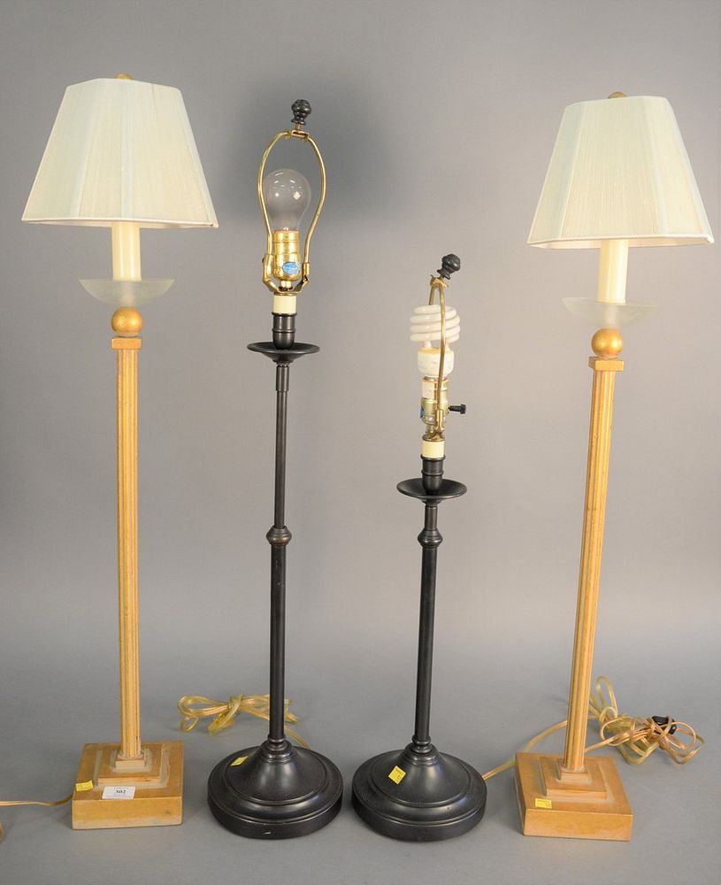 Appraisal: Five lamps to include pair of candlestick lamps pair of