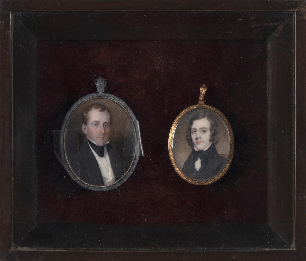 Appraisal: TWO MINIATURE OVAL PORTRAITS OF GENTLEMEN TH CENTURY HEIGHTS AND