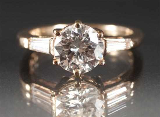 Appraisal: Lady's K yellow gold and diamond engagement ring center round-cut