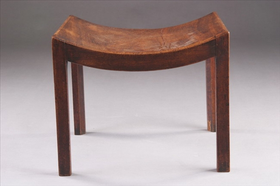 Appraisal: GEORGIAN MAHOGANY SADDLE-SEAT BENCH Late th century Dipped seat conforming