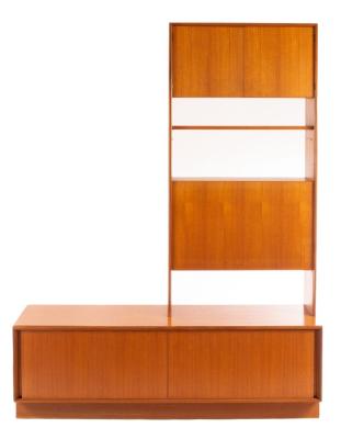 Appraisal: G Plan a teak shelving unit in two sections red