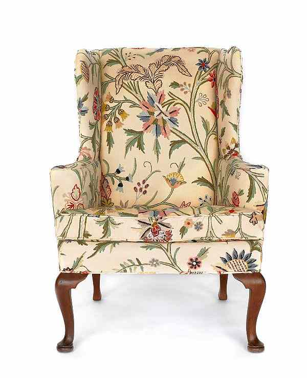 Appraisal: Queen Anne style mahogany wing chair