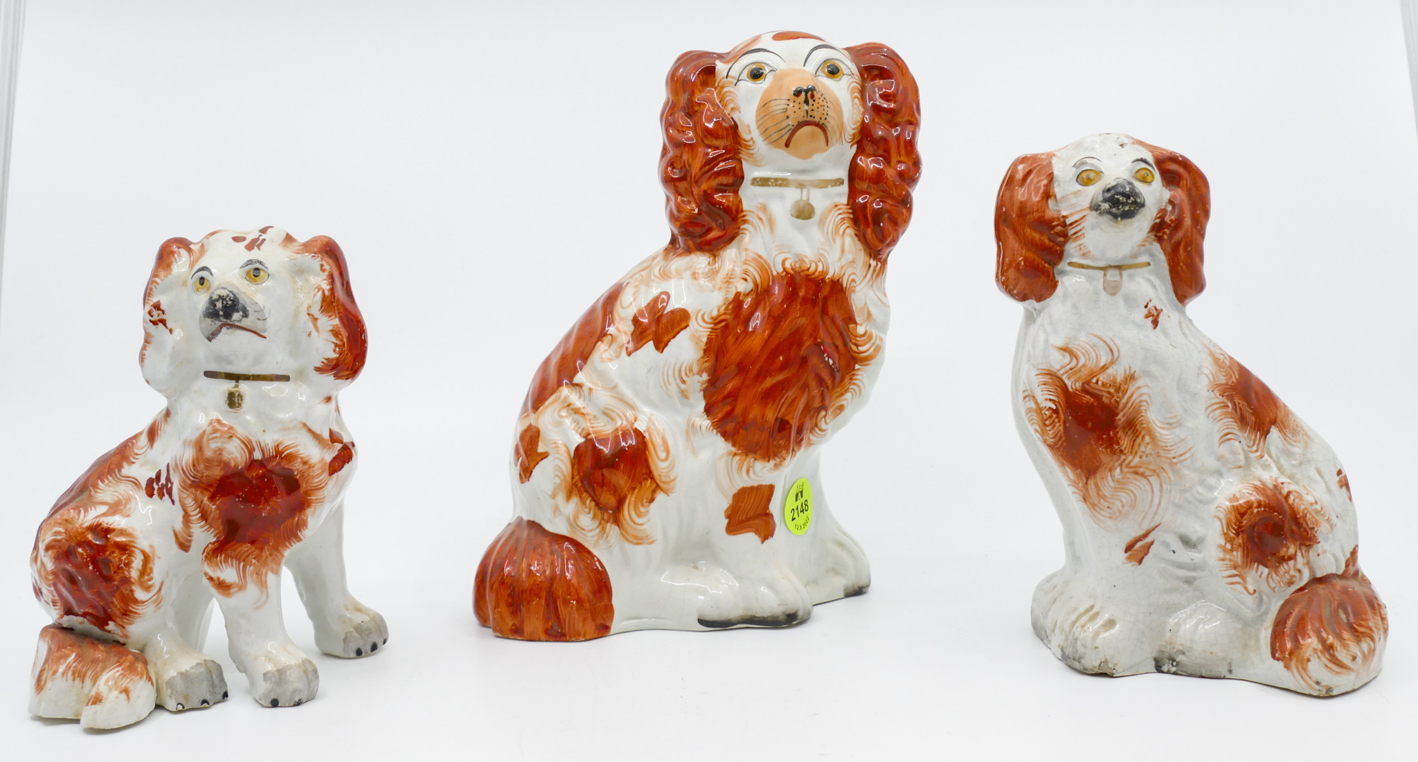 Appraisal: pc Antique Staffordshire Ceramic Dog Figures '' to ''