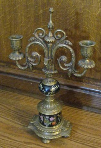 Appraisal: BRONZE PORCELAIN CANDELABRA