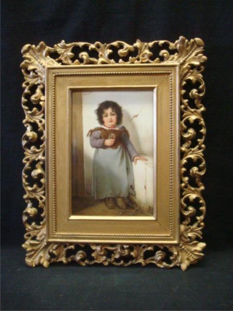 Appraisal: KPM Style Porcelain Plaque in Rococo Gilt Frame From a