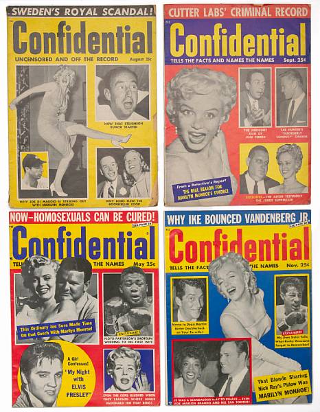 Appraisal: A Marilyn Monroe-related group of 'Confidential' magazines - Four copies