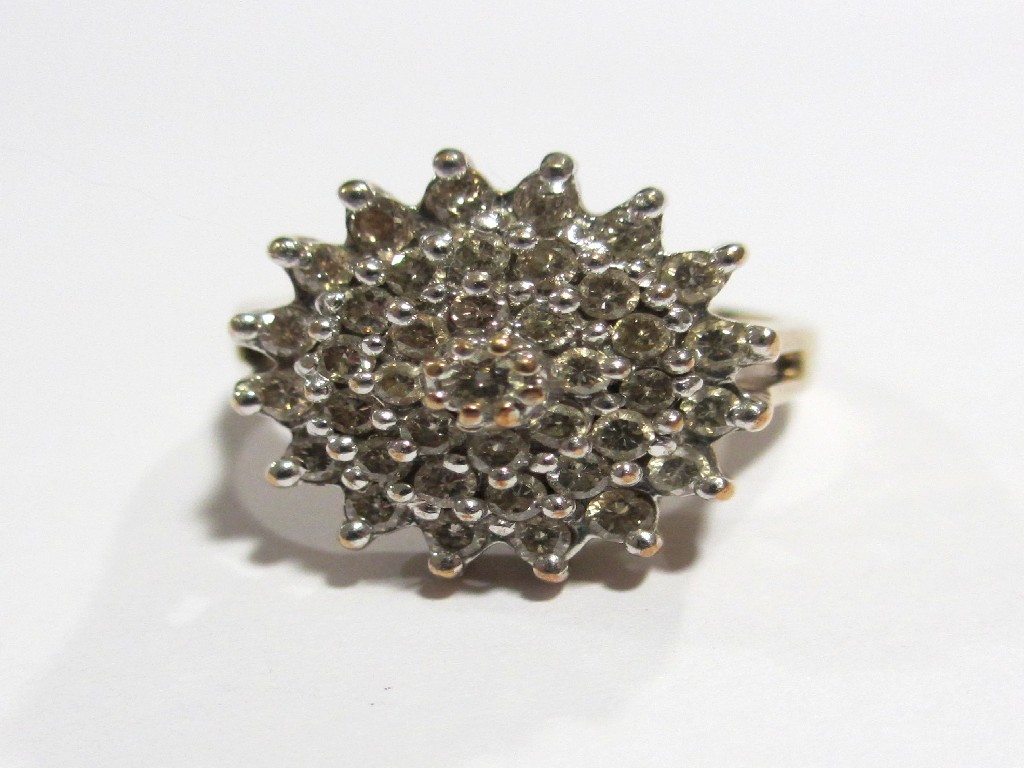 Appraisal: An eighteen carat gold diamond cluster ring with brilliant cut