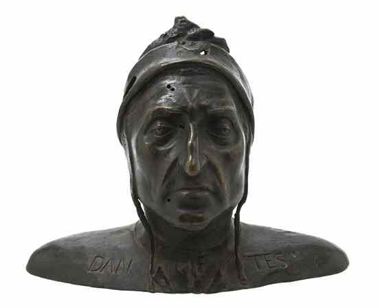 Appraisal: A Continental Bronze Bust depicting Dante Height inches