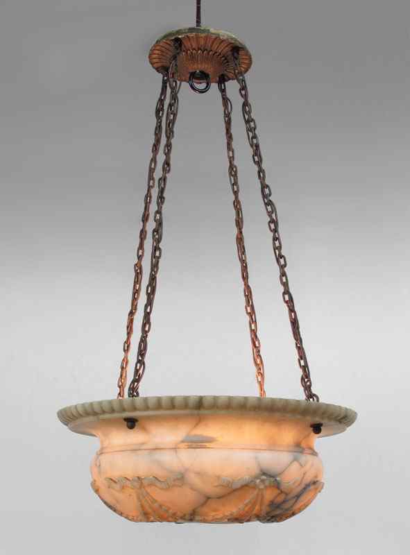 Appraisal: ART DECO MARBLE CHANDELIER Marble bowl type shade hangs from