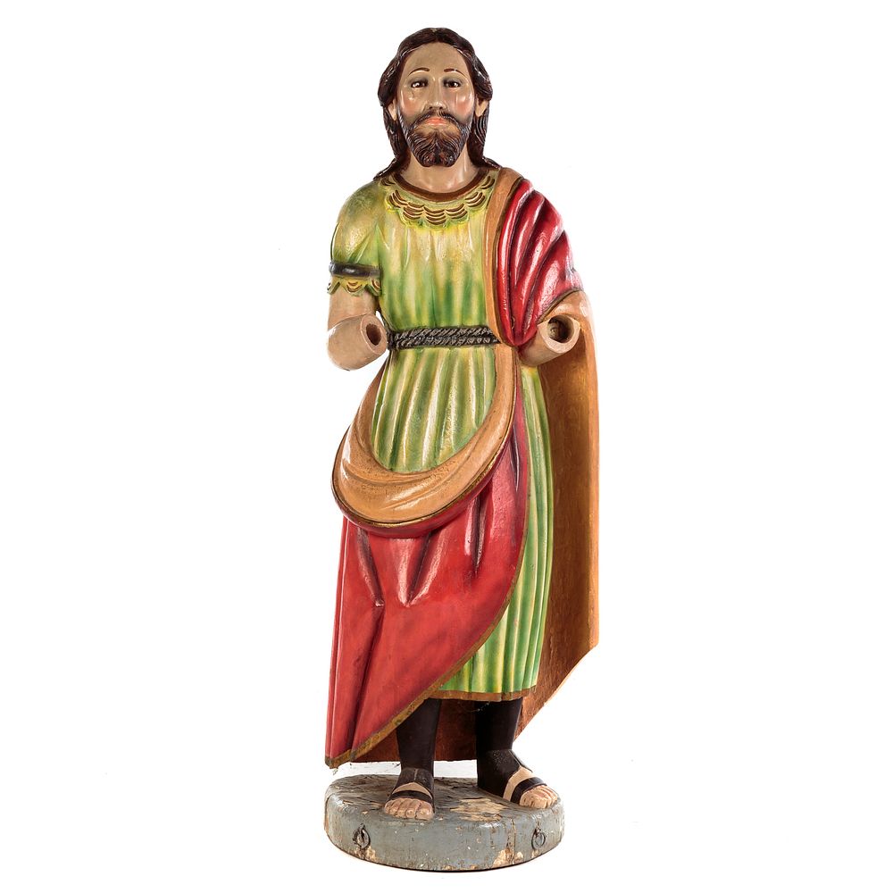 Appraisal: Large Carved Polychromed Wood Figure of Jesus th century large