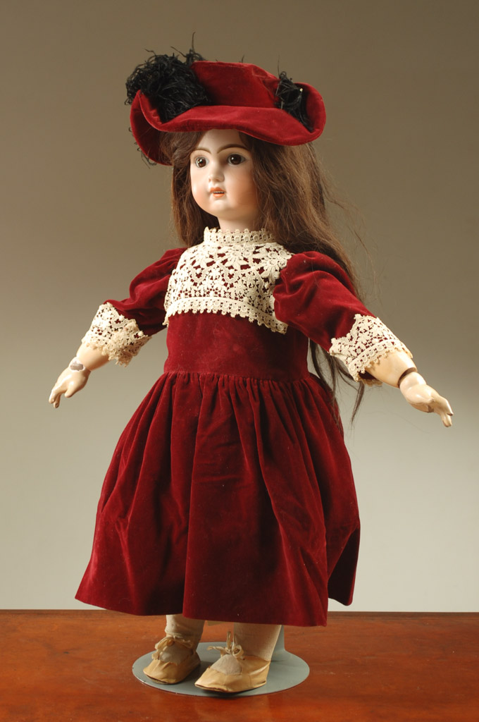 Appraisal: TETE JUMEAU FRENCH BISQUE SOCKET HEAD DOLL having long dark