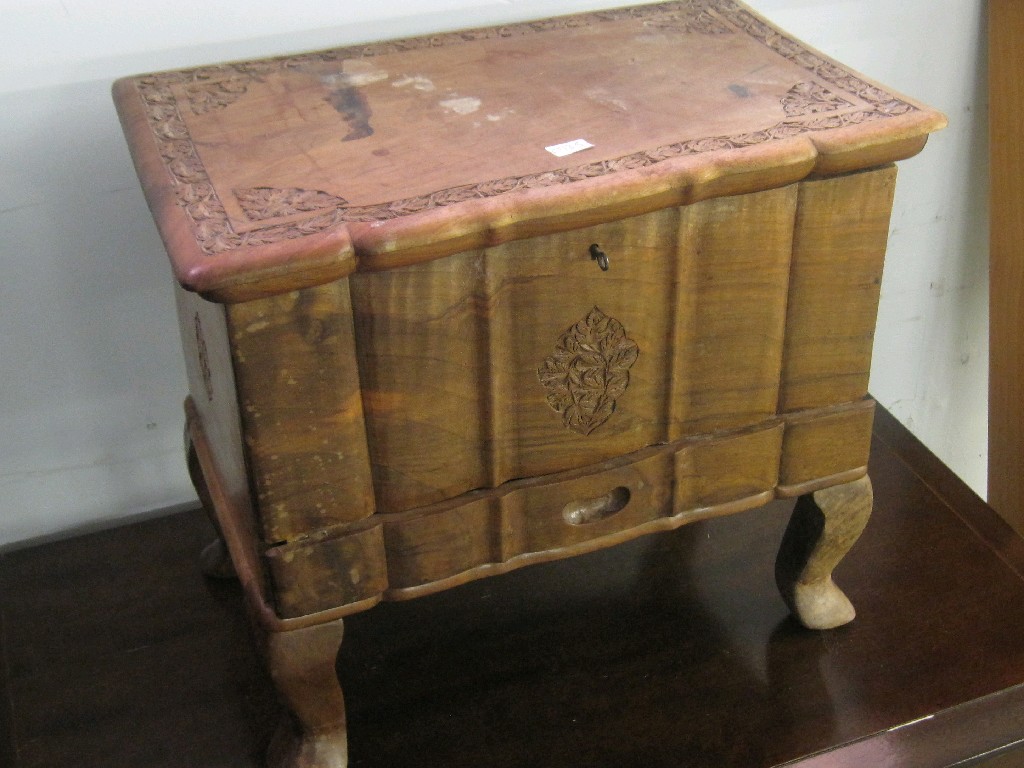 Appraisal: Carved mahogany work box