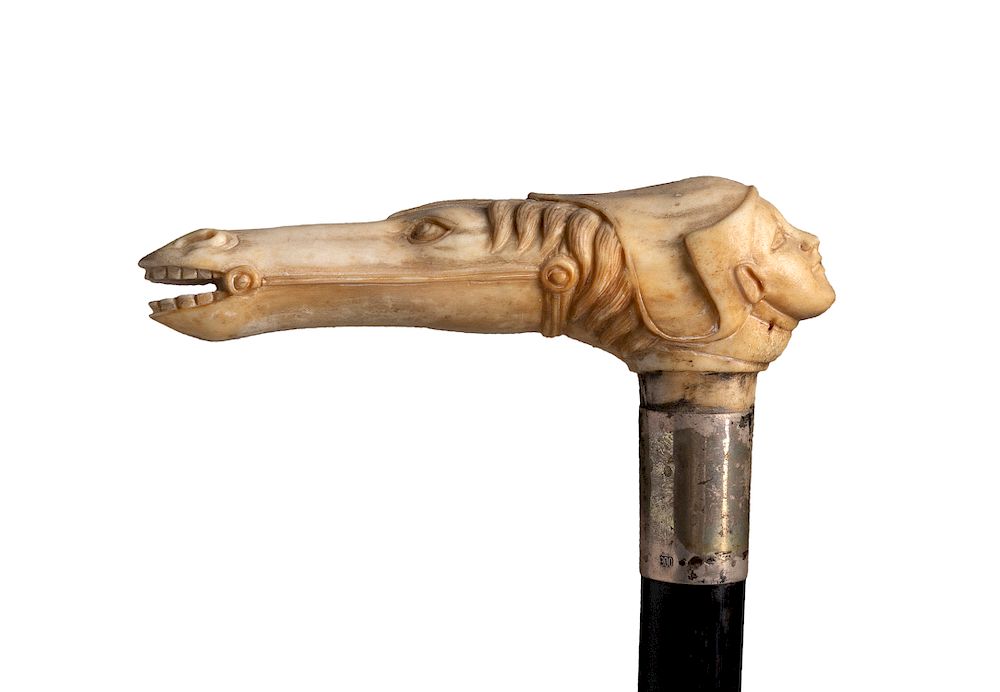 Appraisal: Antique ivory mounted walking stick cane - Italy late th