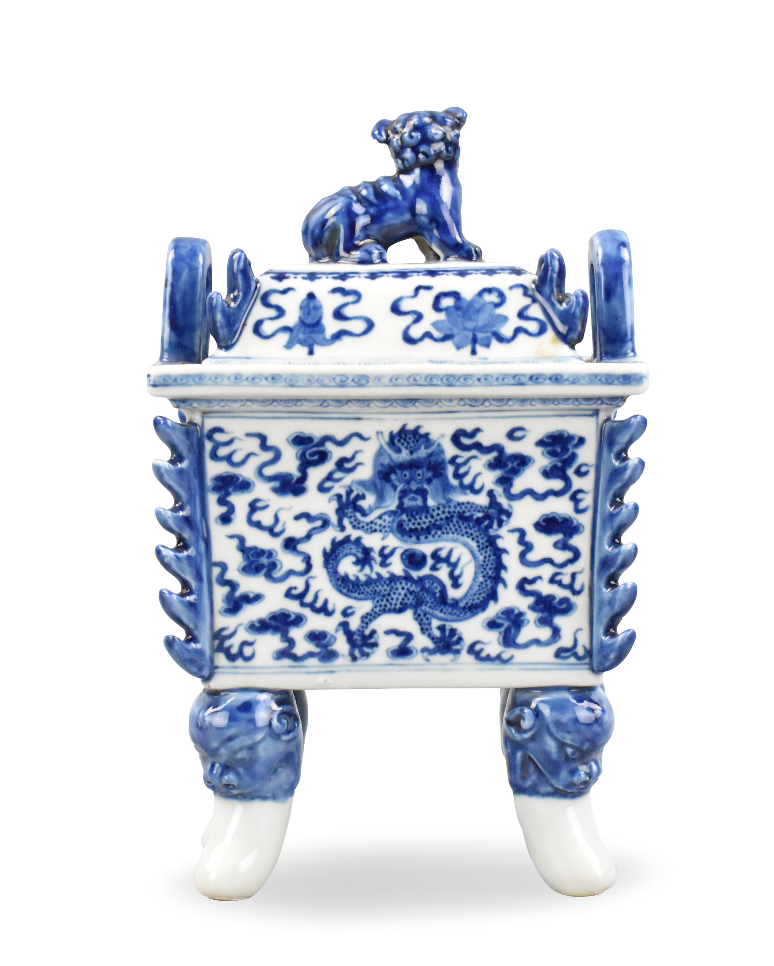 Appraisal: A Chinese blue white covered Ding censer dating from the